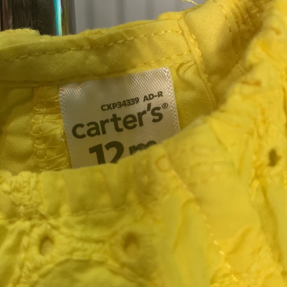 Carter's Girls 12 months 1 Piece Outfit Romper Yellow Eyelet Summer NWOT - Picture 4 of 5